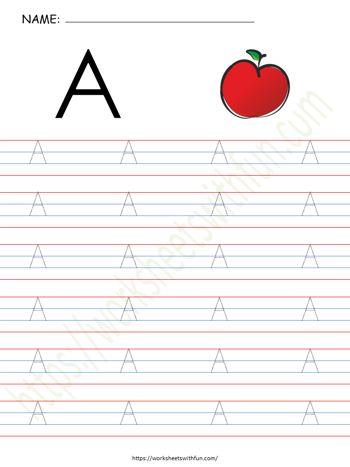 English  Preschool Alphabet (Letter 'A') Worksheet 2